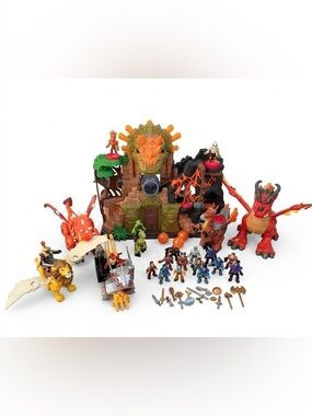 Large Fisher-Price Imaginext Dragon Castle Playset & Warriors & Dragons Figures